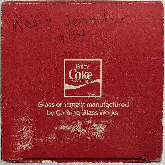 Vintage 1984 Classic Christmas Ornaments Glass Ball Santa Drinking Coca Cola - Picture 5 of 6